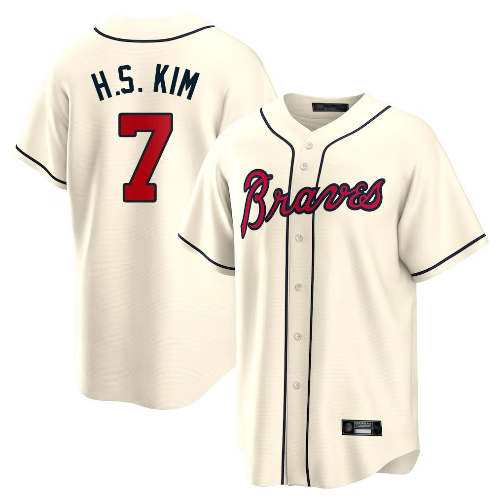 Atlanta Braves #7 Ha-Seong Kim Player Cream HeidiMiller Home Game Stitched Jerseys