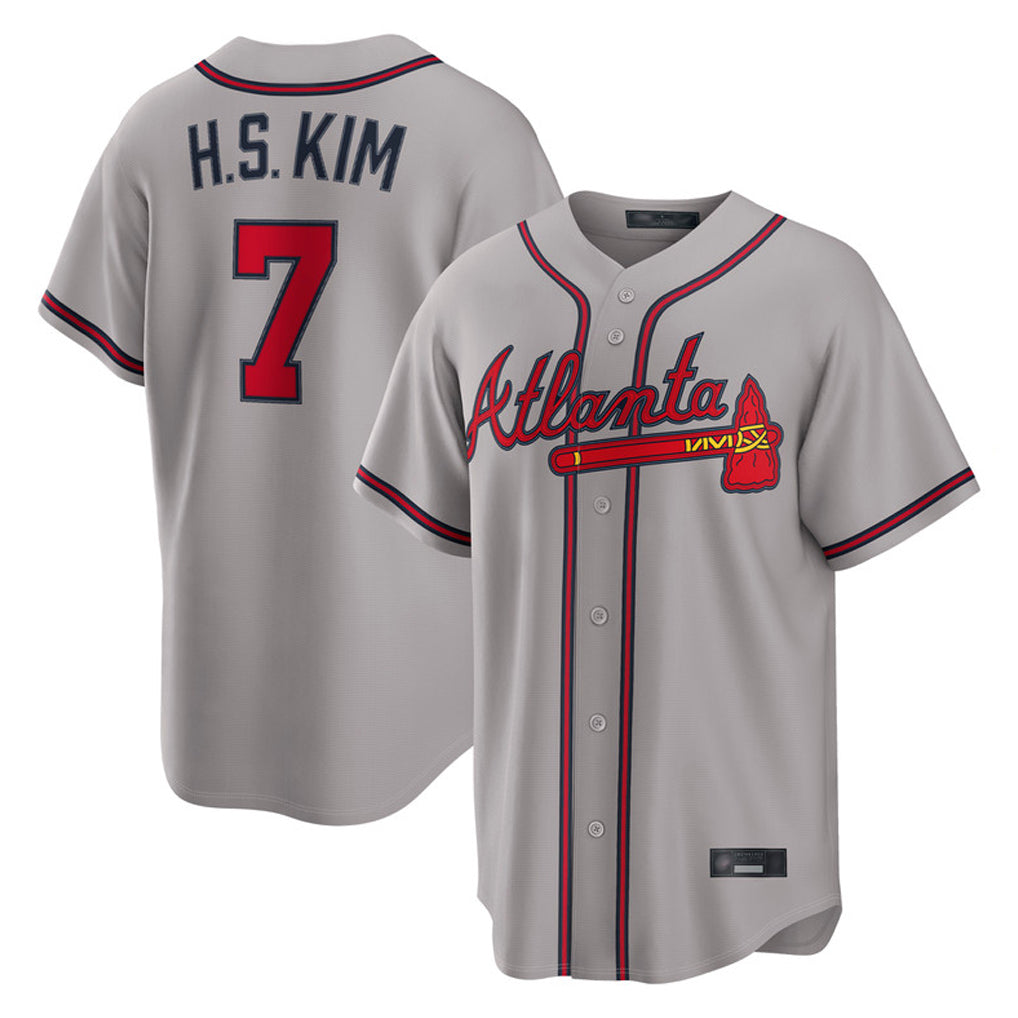 Atlanta Braves #7 Ha-Seong Kim Player Gray HeidiMiller Home Game Stitched Jerseys