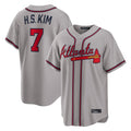 Atlanta Braves #7 Ha-Seong Kim Player Gray HeidiMiller Home Game Stitched Jerseys