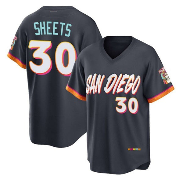San Diego Padres #30 Gavin Sheets Obsidian HeidiMiller 2026 City Connect Stadium Stitched Jersey
