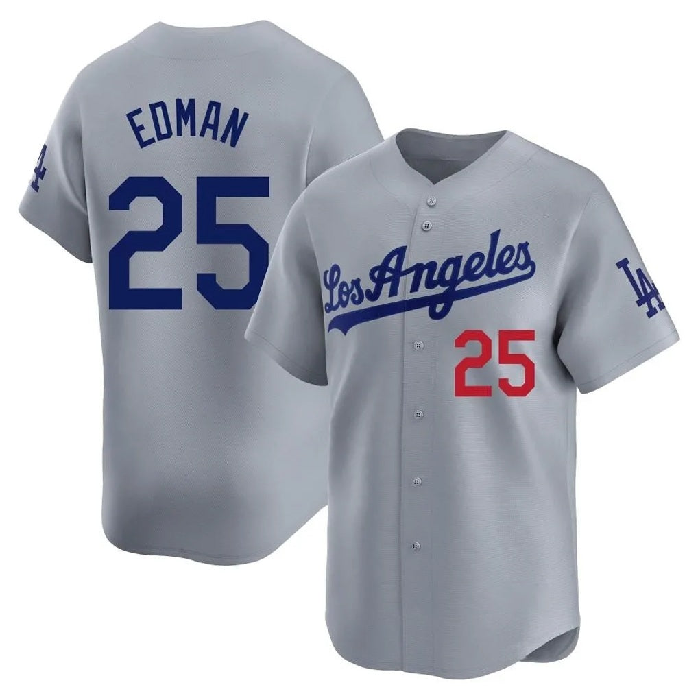 Los Angeles Dodgers #25 Tommy Edman Player Gray HeidiMiller Limited Home Stitched Jerseys