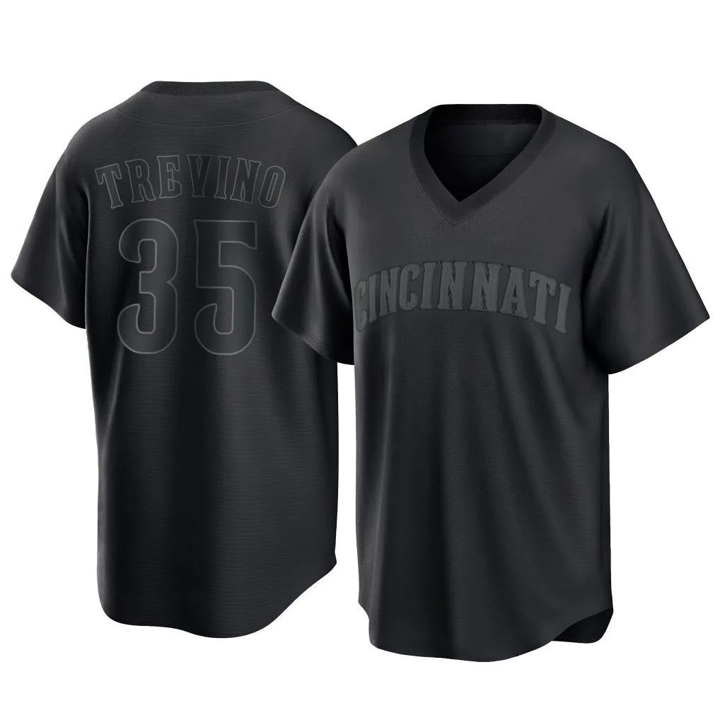 Cincinnati Reds #35 Jose Trevino Player Black HeidiMiller T-shirt Game Home Stitched Jerseys