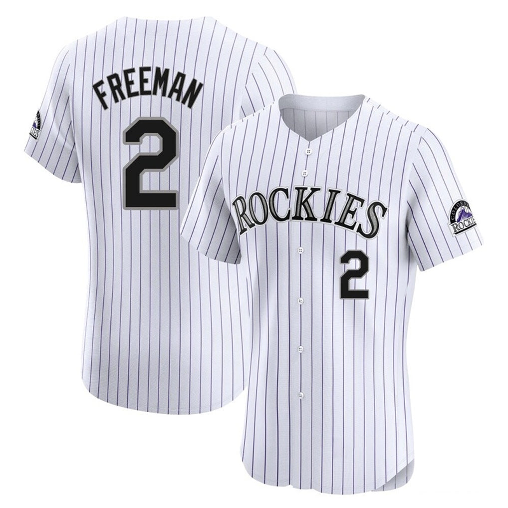 Colorado Rockies #2 Tyler Freeman Player White HeidiMiller Limited Elite Home Stitched Jerseys