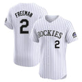 Colorado Rockies #2 Tyler Freeman Player White HeidiMiller Limited Elite Home Stitched Jerseys