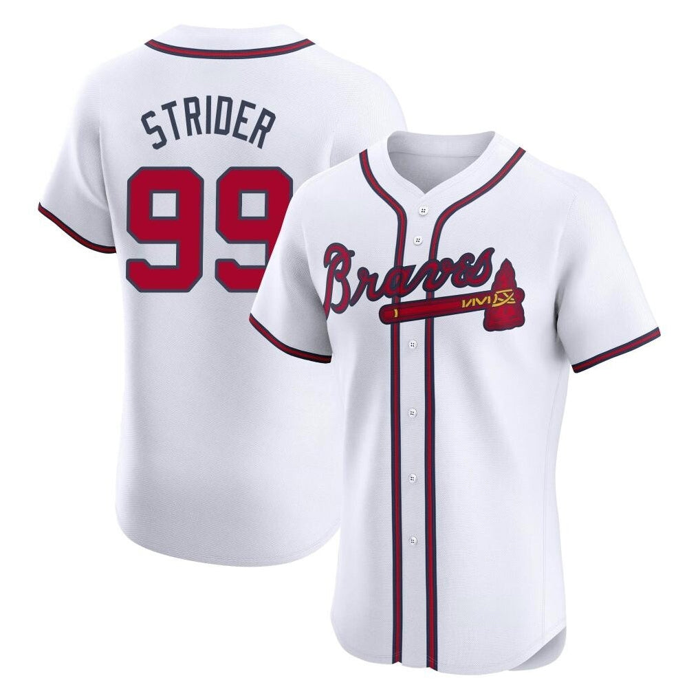 Atlanta Braves #99 Spencer Strider Player White HeidiMiller Limited Elite Home Game Stitched Jerseys