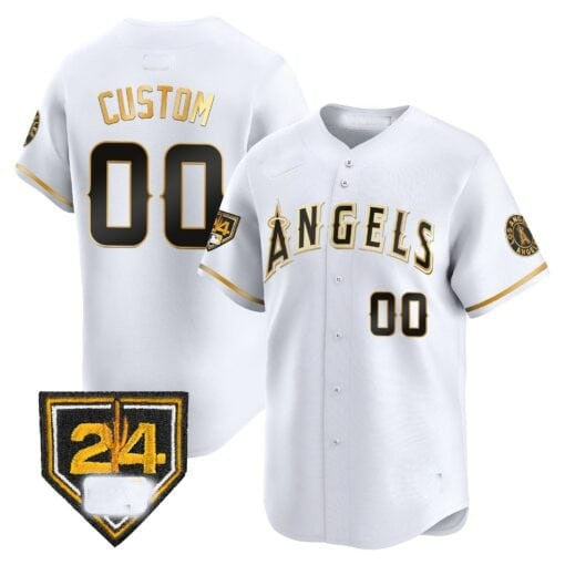 Custom Los Angeles Angels 2024 Spring Training Patch Vapor Premier Limited Jersey ¨C White Gold HeidiMiller