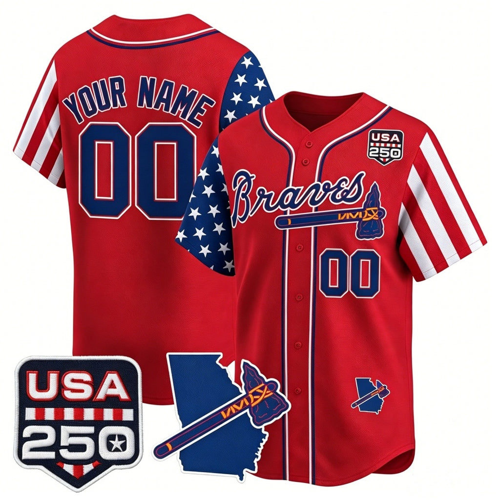 Custom Atlanta Braves America 250 Edition Vapor Premier Limited Red HeidiMiller Stitched Jerseys