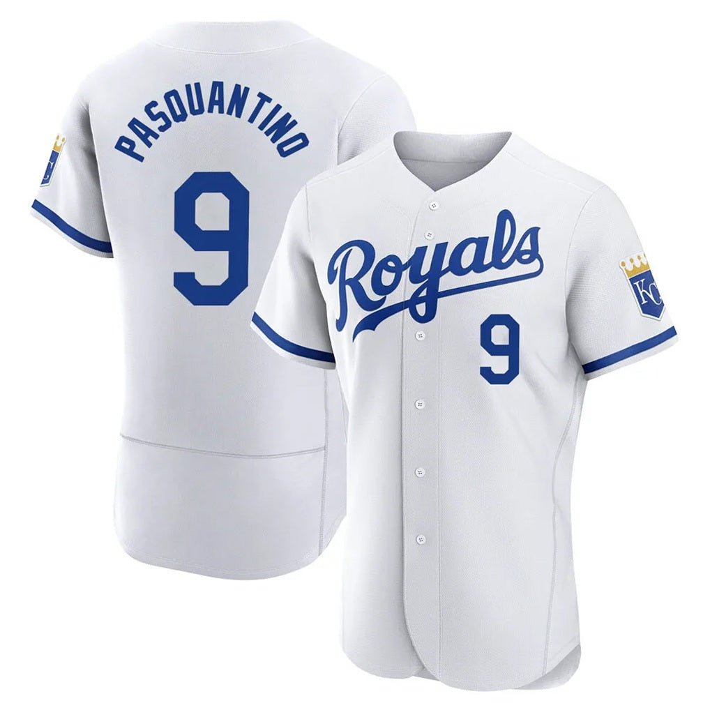 Kansas City Royals #9 Vinnie Pasquantino Player White HeidiMiller Limited Elite Home Game Stitched Jerseys