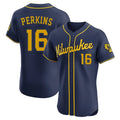 Milwaukee Brewers #16 Blake Perkins Player Navy HeidiMiller Home Limited Elite Stitched Jerseys