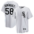 Chicago White Sox #58 Seranthony Dominguez Player White HeidiMiller Stripe Home Game Stitched Jerseys