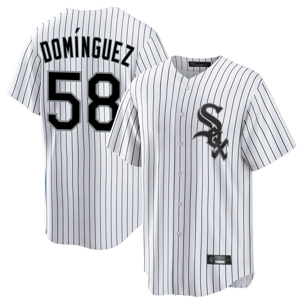Chicago White Sox #58 Seranthony Dominguez Player White HeidiMiller Stripe Home Game Stitched Jerseys