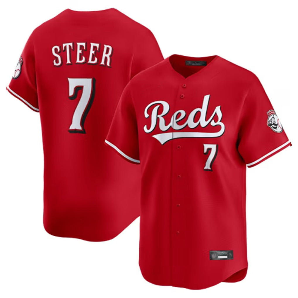 Cincinnati Reds #7 Spencer Steer Player Red HeidiMiller Home Limited Stitched Jerseys