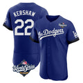 Los Angeles Dodgers #22 Clayton Kershaw Player Royal HeidiMiller World Series City Connect Elite Home Stitched Jerseys