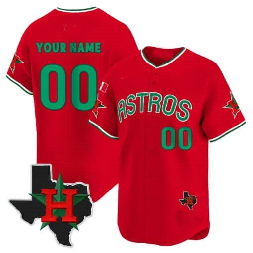 Custom Houston Astros Mexico Texas Patch Vapor Premier Limited Jersey V3 ¨C Red HeidiMiller