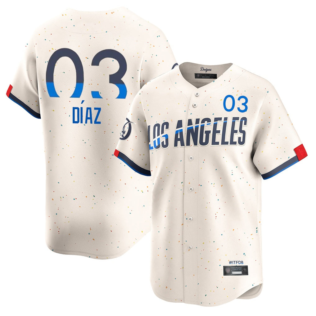 Los Angeles Dodgers #3 Edwin D¨ªaz Player Cream HeidiMiller City Connect Limited Home Stitched Jerseys
