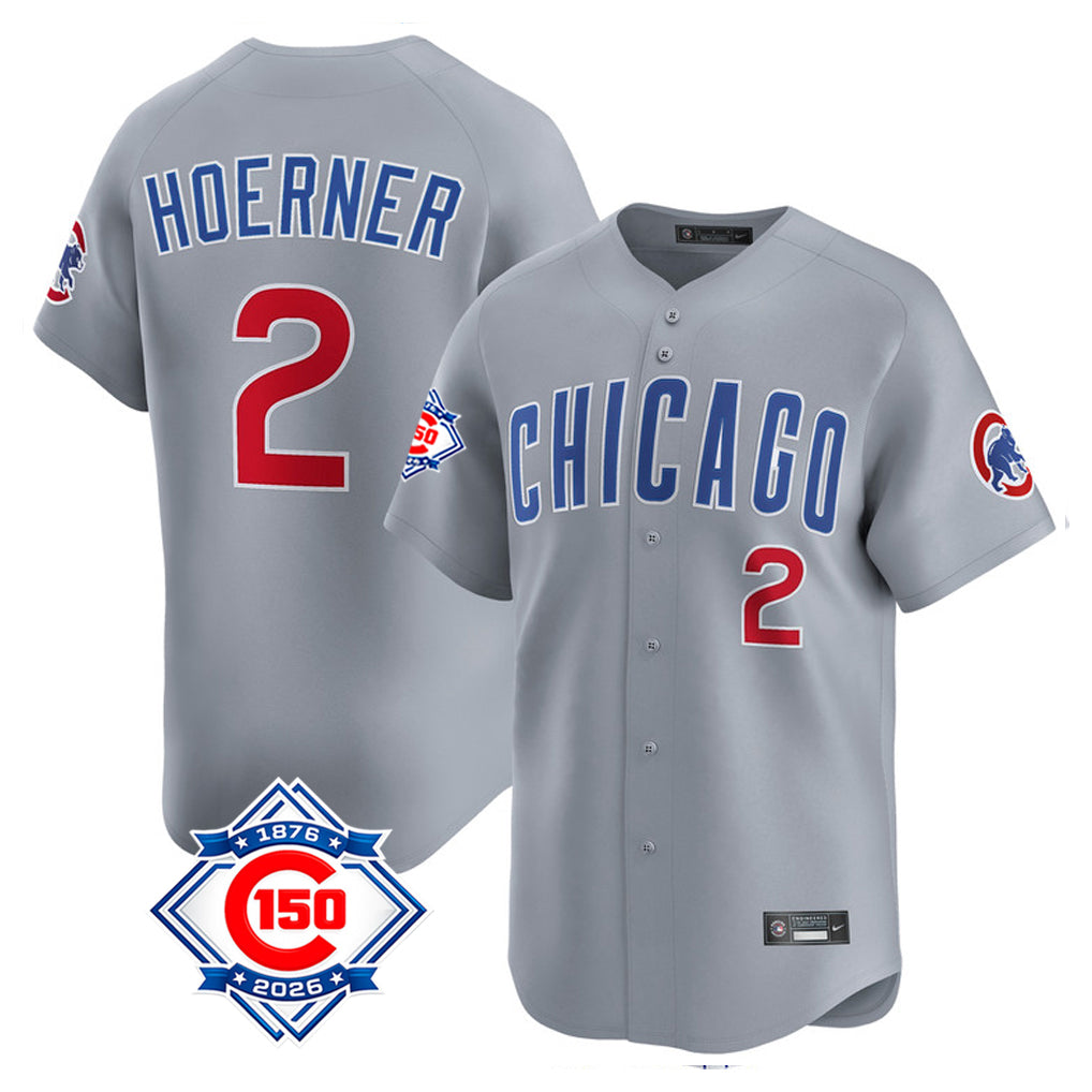 Chicago Cubs #2 Nico Hoerner Player Gray HeidiMiller Road 150th Anniversary Limited Home Stitched Jerseys