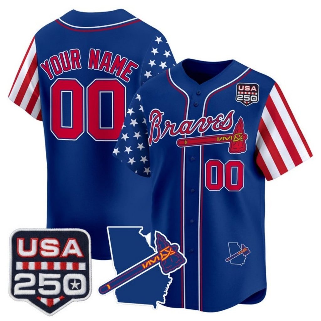Custom Atlanta Braves America 250 Edition Vapor Premier Limited Royal HeidiMiller Stitched Jerseys