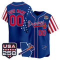 Custom Atlanta Braves America 250 Edition Vapor Premier Limited Royal HeidiMiller Stitched Jerseys