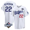 Los Angeles Dodgers #22 Clayton Kershaw Player White HeidiMiller World Series Home Game Stitched Jerseys