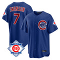 Chicago Cubs #7 Dansby Swanson Player Royal HeidiMiller 150th Anniversary Home Game Stitched Jerseys