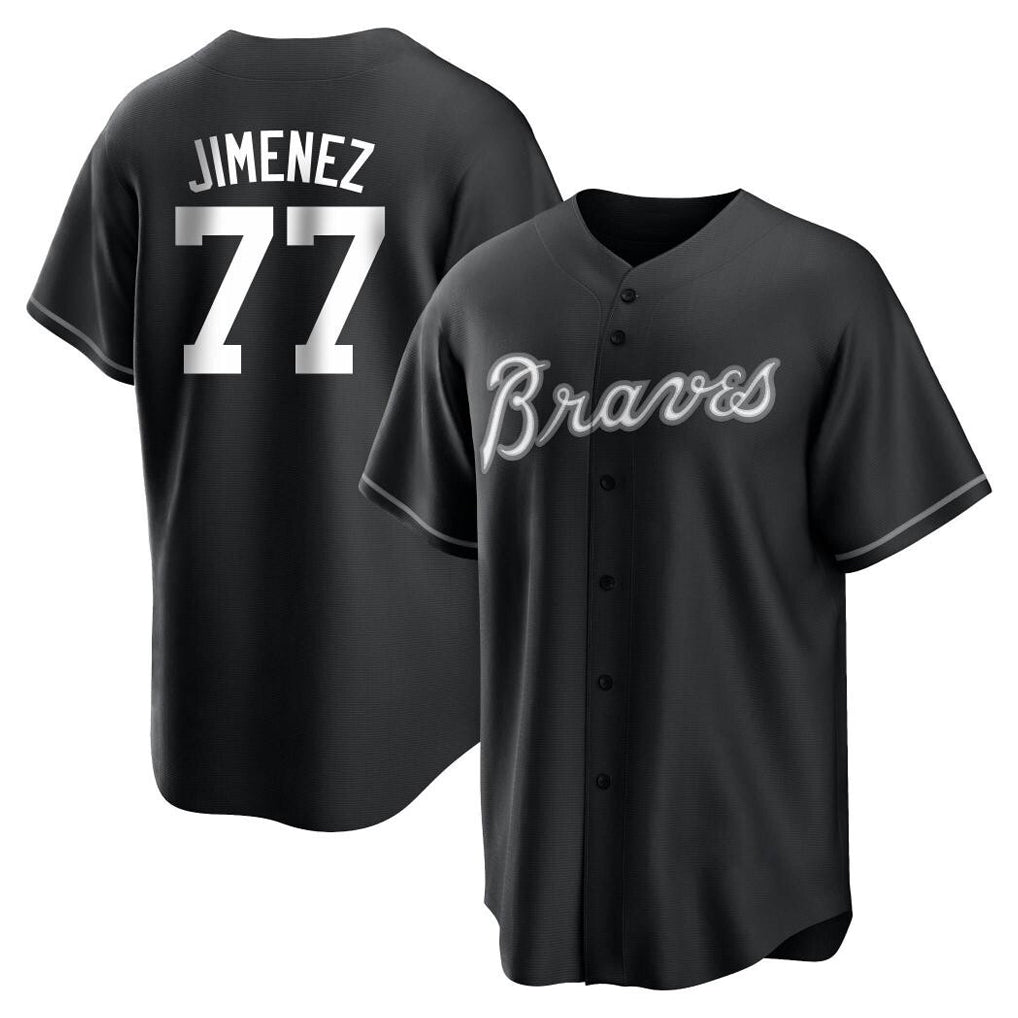 Atlanta Braves #77 Joe Jimenez Player Black HeidiMiller Home Game Stitched Jerseys