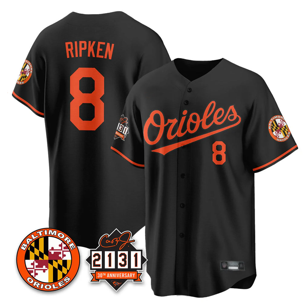 Baltimore Orioles #8 Cal Ripken Player Black HeidiMiller 30th Anniversary of 2131 Home Game Stitched Jerseys