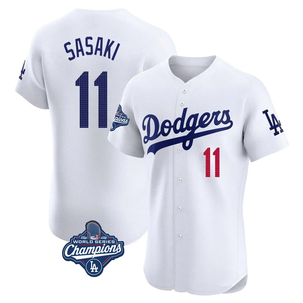 Los Angeles Dodgers #11 Roki Sasaki Player White HeidiMiller World Series Meet Limited Elite Home Stitched Jerseys