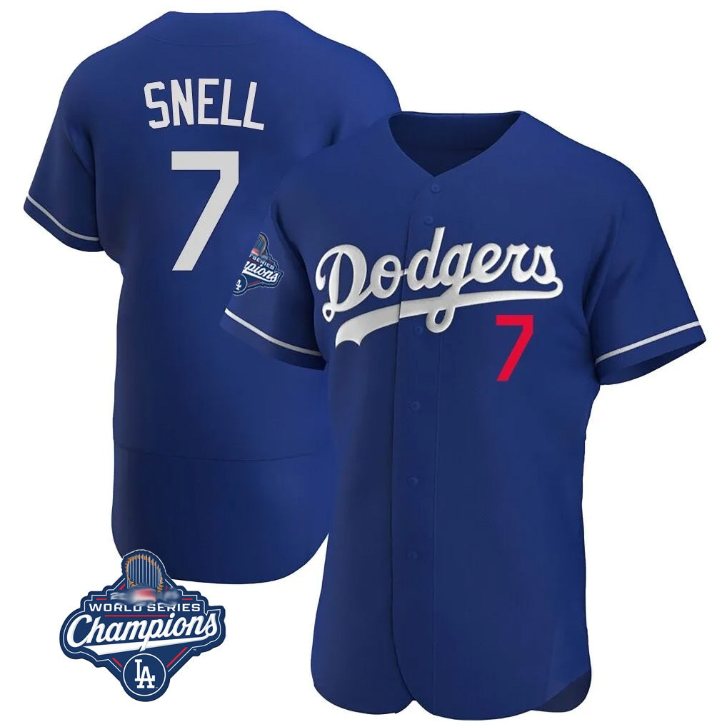 Los Angeles Dodgers #7 Blake Snell Player Royal HeidiMiller Limited Elite World Series Meet Home Stitched Jerseys