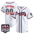 Custom Atlanta Braves White HeidiMiller USA 250 Fourth of July Vapor Premier Limited Jersey ¨C All Stitched