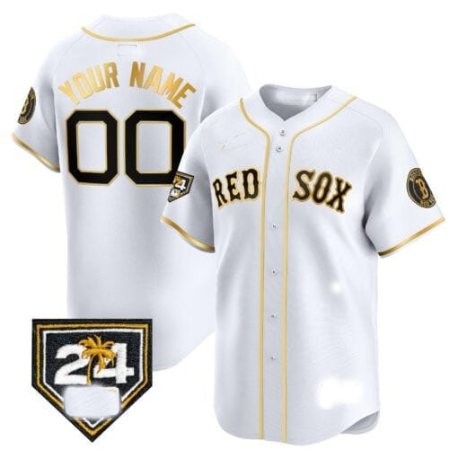 Custom Boston Red Sox 2024 Spring Training Patch Vapor Premier Limited Jersey ¨C White Gold HeidiMiller