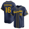 Milwaukee Brewers #16 Blake Perkins Player Navy HeidiMiller Home Limited Stitched Jerseys