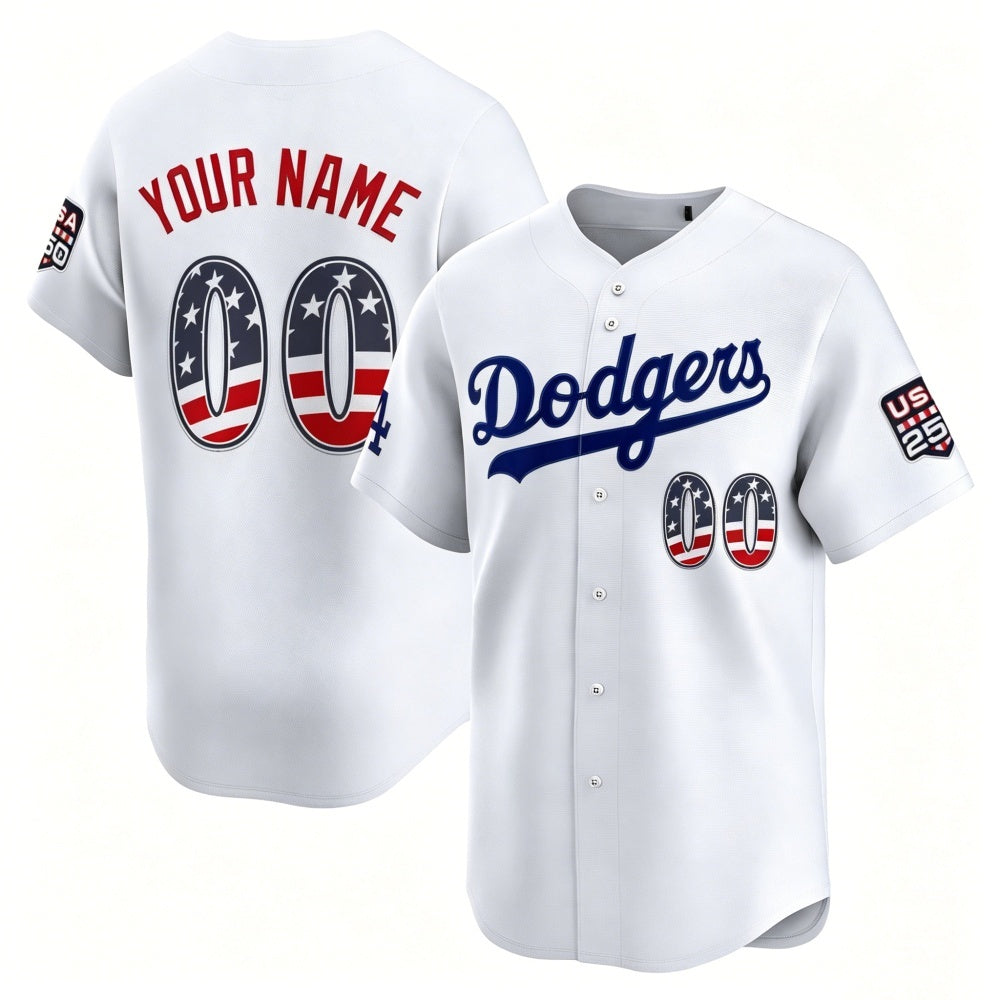 Custom Los Angeles Dodgers White HeidiMiller USA 250 Fourth of July Limited Stitched Jersey