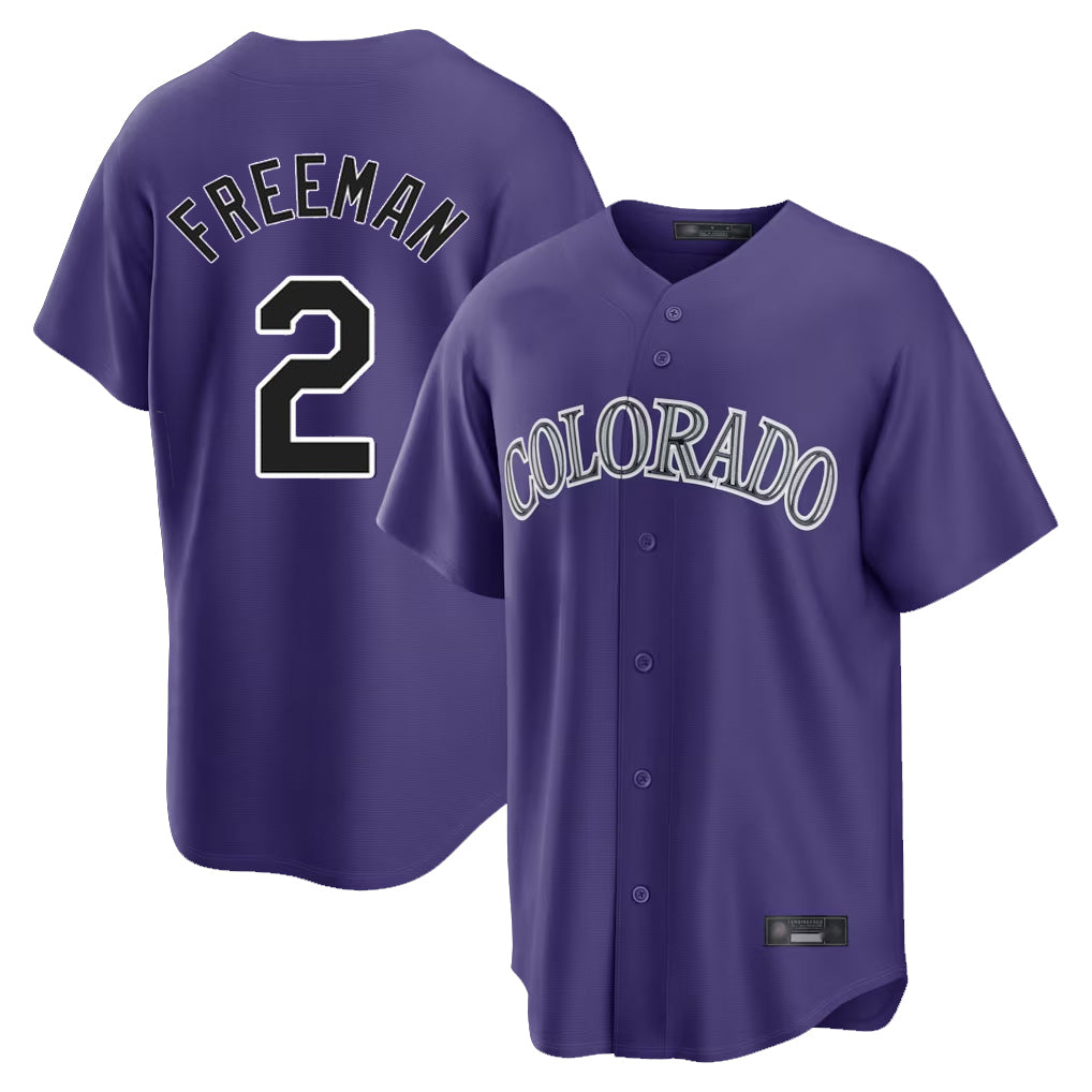Colorado Rockies #2 Tyler Freeman Player Purple HeidiMiller Game Home Stitched Jerseys