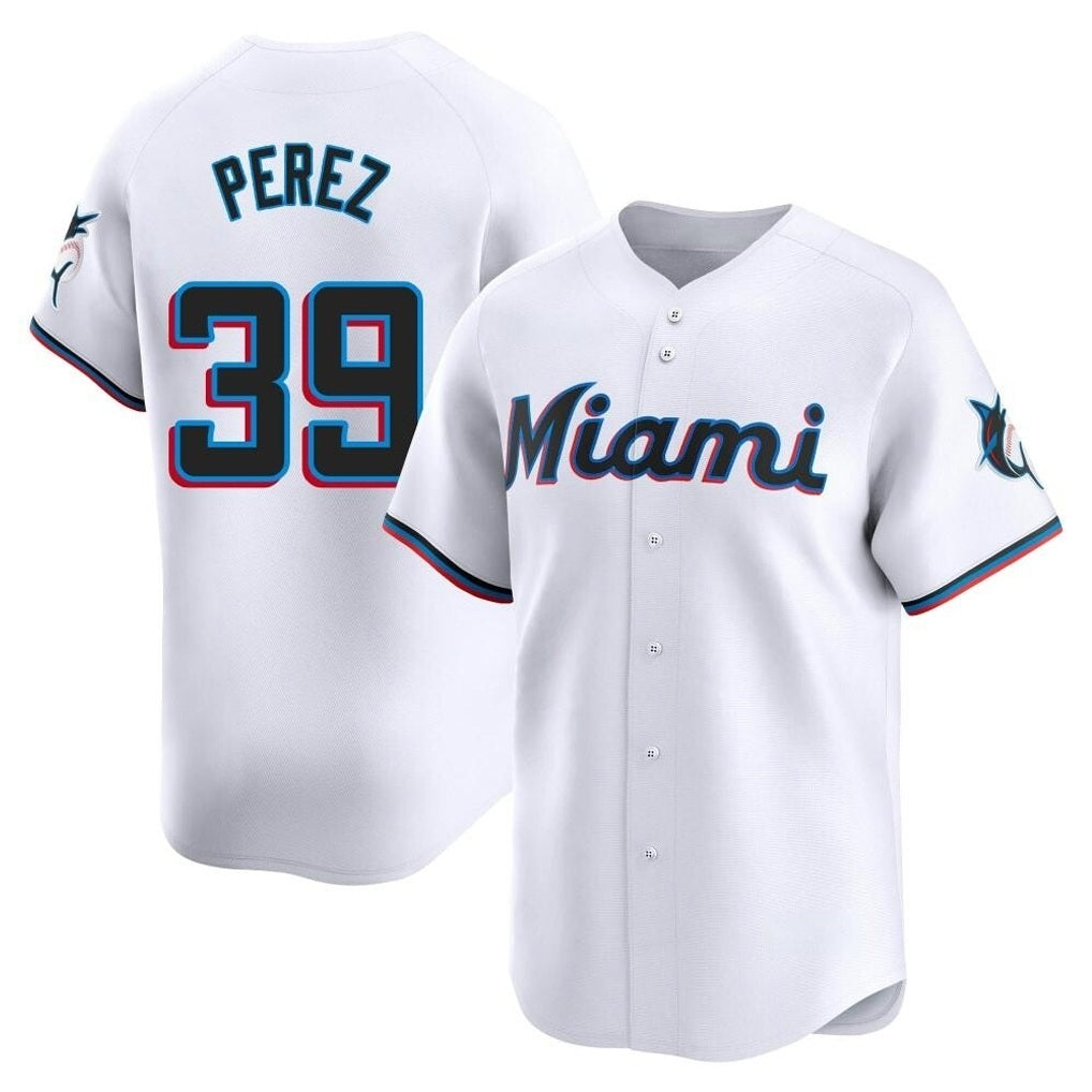 Miami Marlins #39 Eury Perez Player White HeidiMiller Home Limited Stitched Jerseys