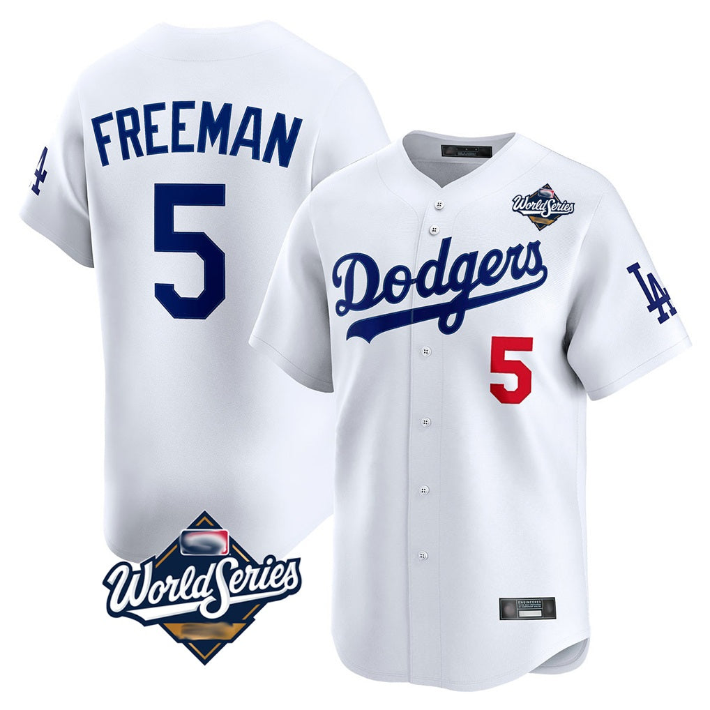 Los Angeles Dodgers #5 Freddie Freeman Player White HeidiMiller World Series Limited Home Stitched Jerseys