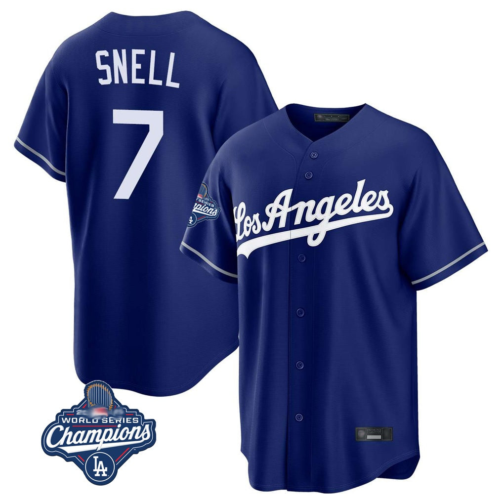 Los Angeles Dodgers #7 Blake Snell Player Royal HeidiMiller Game World Series Meet Stitched Jerseys