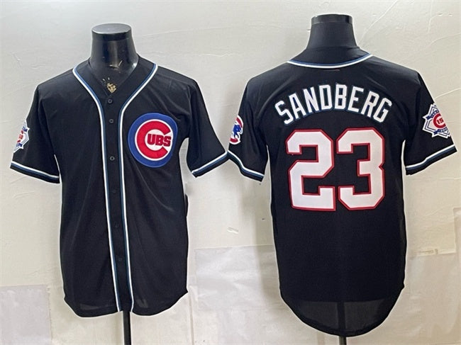 Chicago Cubs #23 Ryne Sandberg 150th Anniversary Black HeidiMiller Out Style Vapor Premier Limited Stitched Jersey