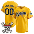 Custom Miami Marlins x One Piece Gold HeidiMiller Vapor Premier Limited Jersey - Stitched