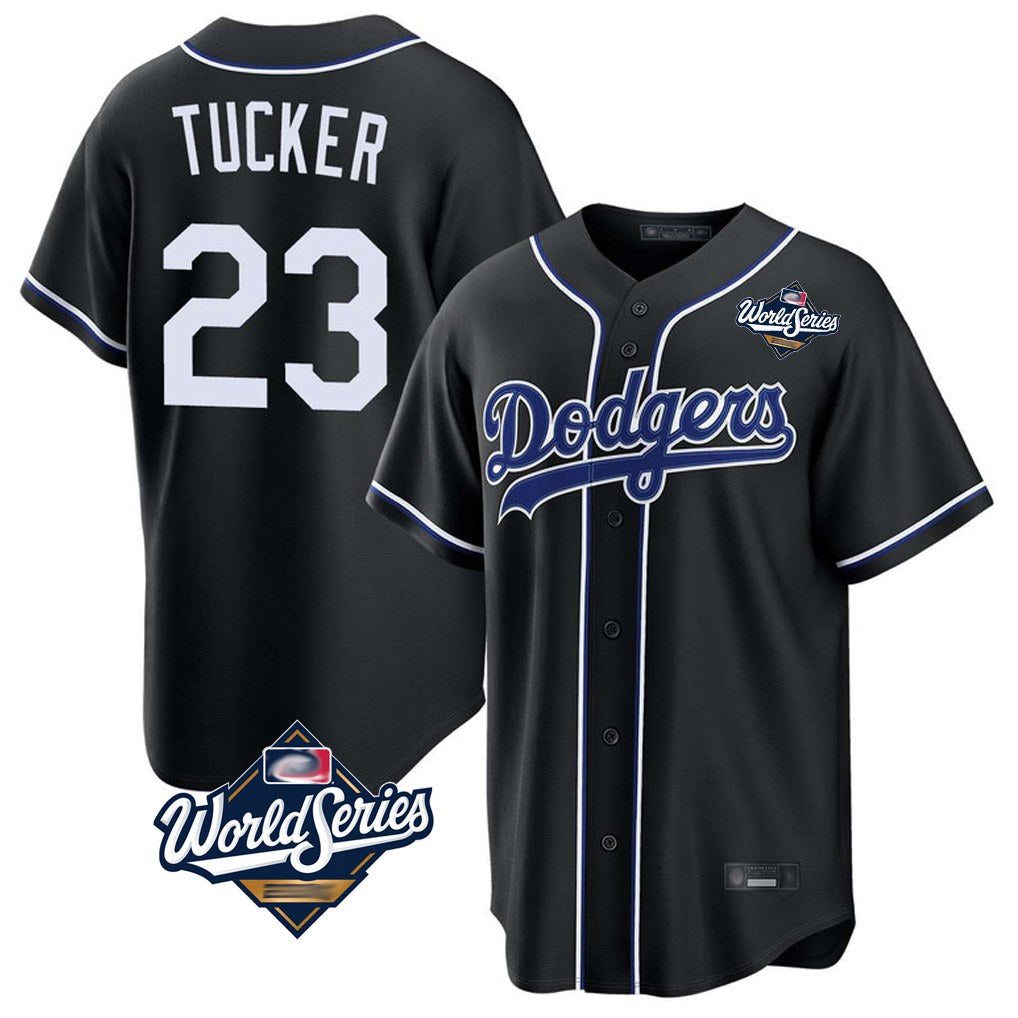 Los Angeles Dodgers #23 Kyle Tucker Player Black HeidiMiller World Series Carbon Limited Home Stitched Jerseys