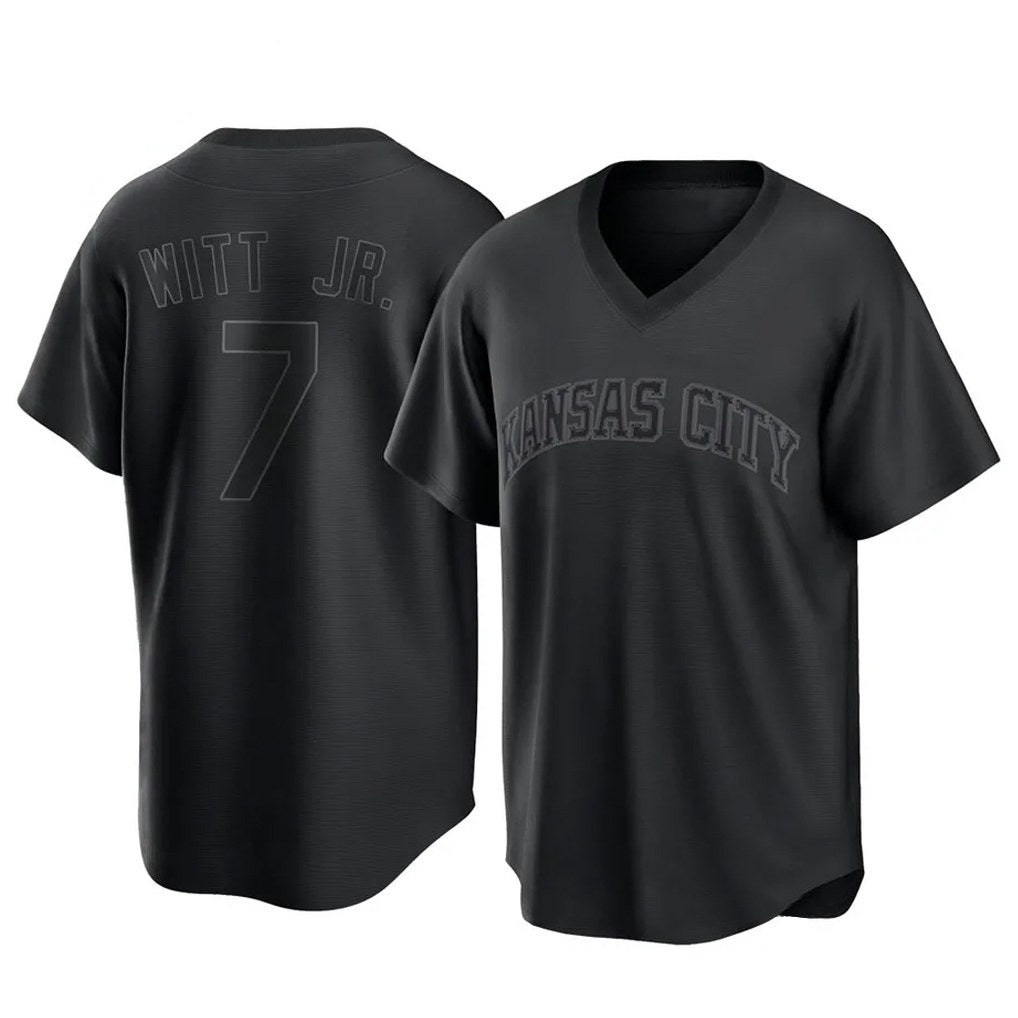 Kansas City Royals #7 Bobby Witt Jr. Player Black HeidiMiller Fashion Game Stitched Jerseys