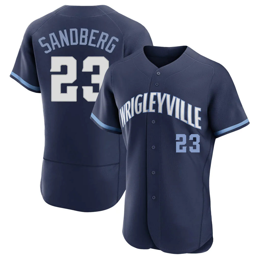 Chicago Cubs #23 Ryne Sandberg Player Navy HeidiMiller City Connect Limited Elite Home Stitched Jerseys