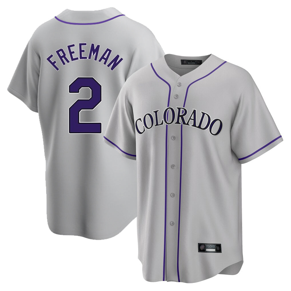 Colorado Rockies #2 Tyler Freeman Player Gray HeidiMiller Game Home Stitched Jerseys