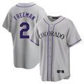 Colorado Rockies #2 Tyler Freeman Player Gray HeidiMiller Game Home Stitched Jerseys