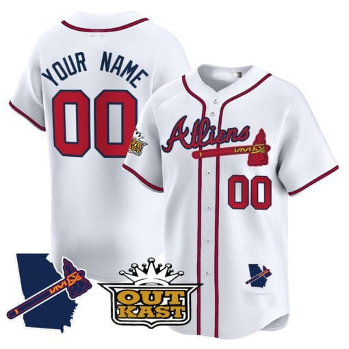 Custom Atlanta Braves Atliens Vapor Premier Limited Jersey V2 ¨C White HeidiMiller