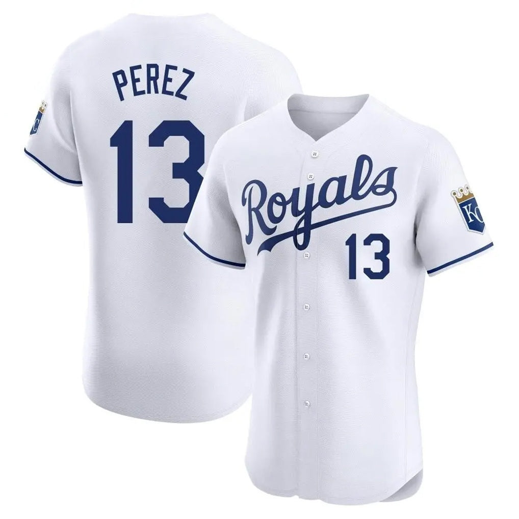 Kansas City Royals #13 Salvador Perez Player White HeidiMiller Alt Limited Elite Home Stitched Jerseys