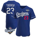 Los Angeles Dodgers #23 Kyle Tucker Player Royal HeidiMiller World Series Limited Elite Home Stitched Jerseys