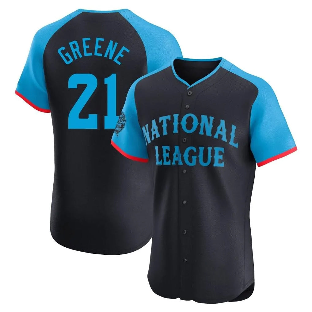 Cincinnati Reds #21 Hunter Greene Player Navy HeidiMiller Limited Elite National League All-Star Game Stitched Jerseys