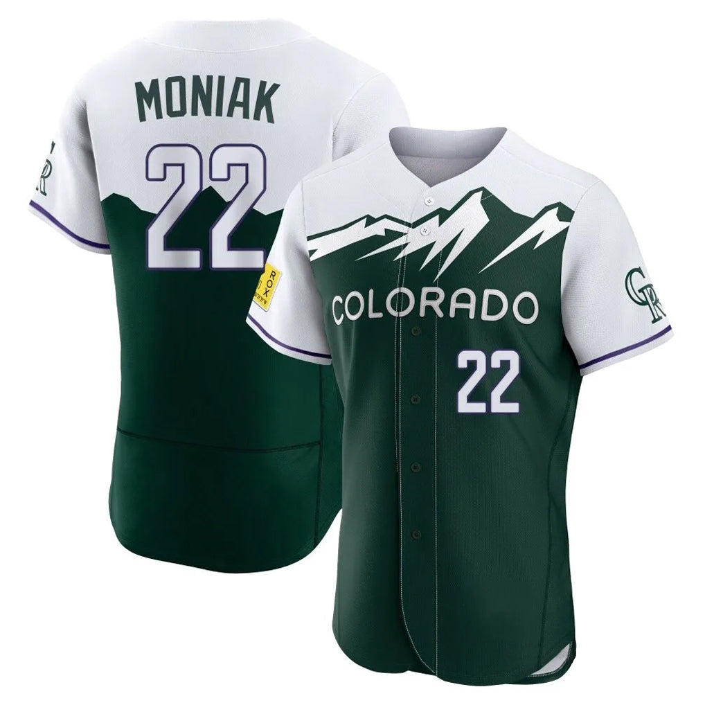 Colorado Rockies #22 Mickey Moniak Player Green HeidiMiller City Connect Limited Elite Home Stitched Jerseys