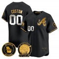 Custom Atlanta Braves Hank Aaron 715th Home Run Patch Vapor Premier Limited Jersey V2 ¨C All Stitched-Black HeidiMiller