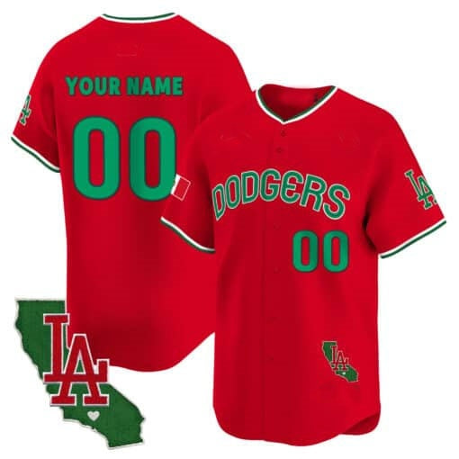 Custom Los Angeles Dodgers Mexico California Patch Vapor Premier Limited Jersey V3 ¨C Red HeidiMiller